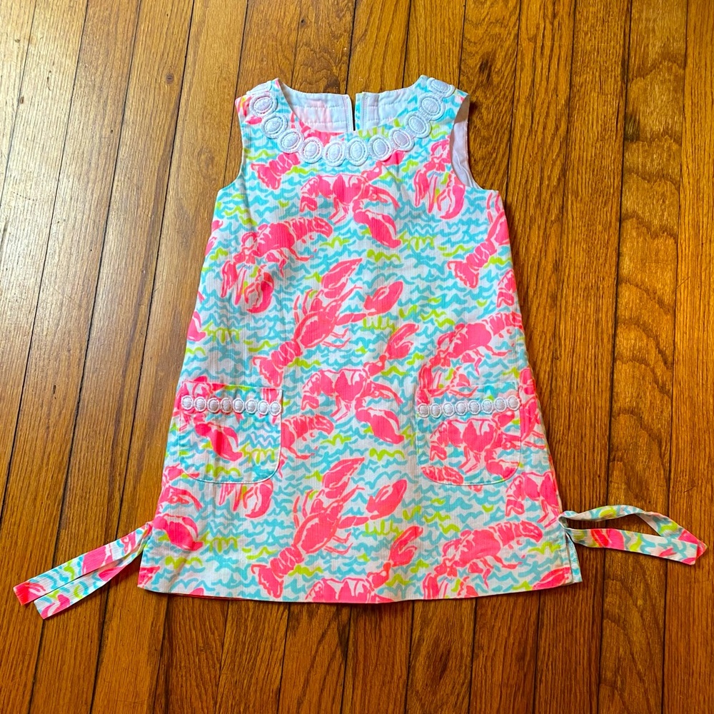 Lilly Pulitzer little girls shift dress. Lobster pattern. Size 4.
